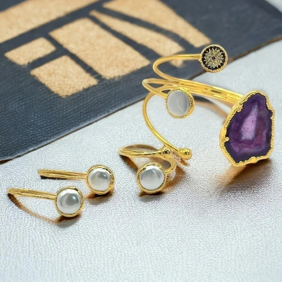 ποΈTurkish 18K Gold Plated Gemstone Artisanal π«Ά Fine Jewelry Set π - Picture 1 of 9